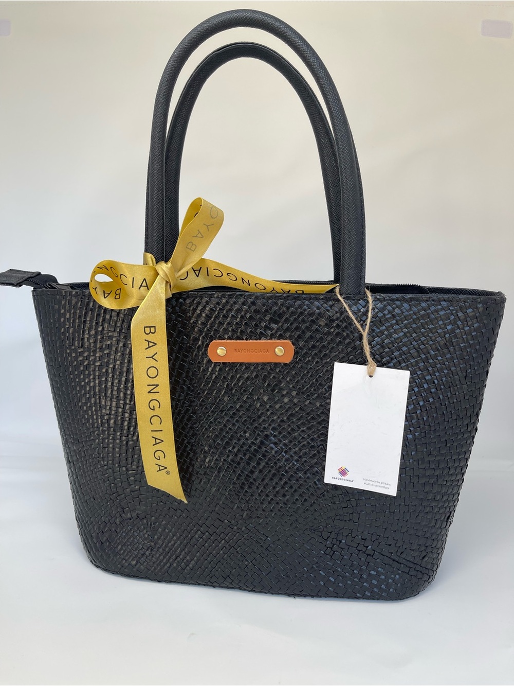 Black Handwoven Tote Bag